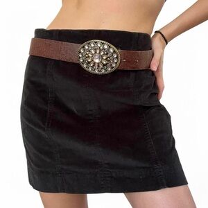 brown y2k rhinestone dark brown concho boho western cowgirl belt